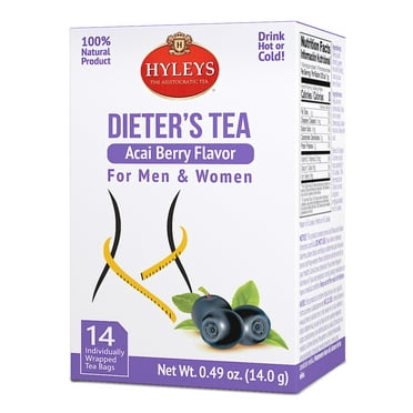 Hyleys Weight Loss Tea - Green Tea with Senna Leaf - Acai Berry Flavor - 14 Tea Bags - Dieter's Slimming Collection