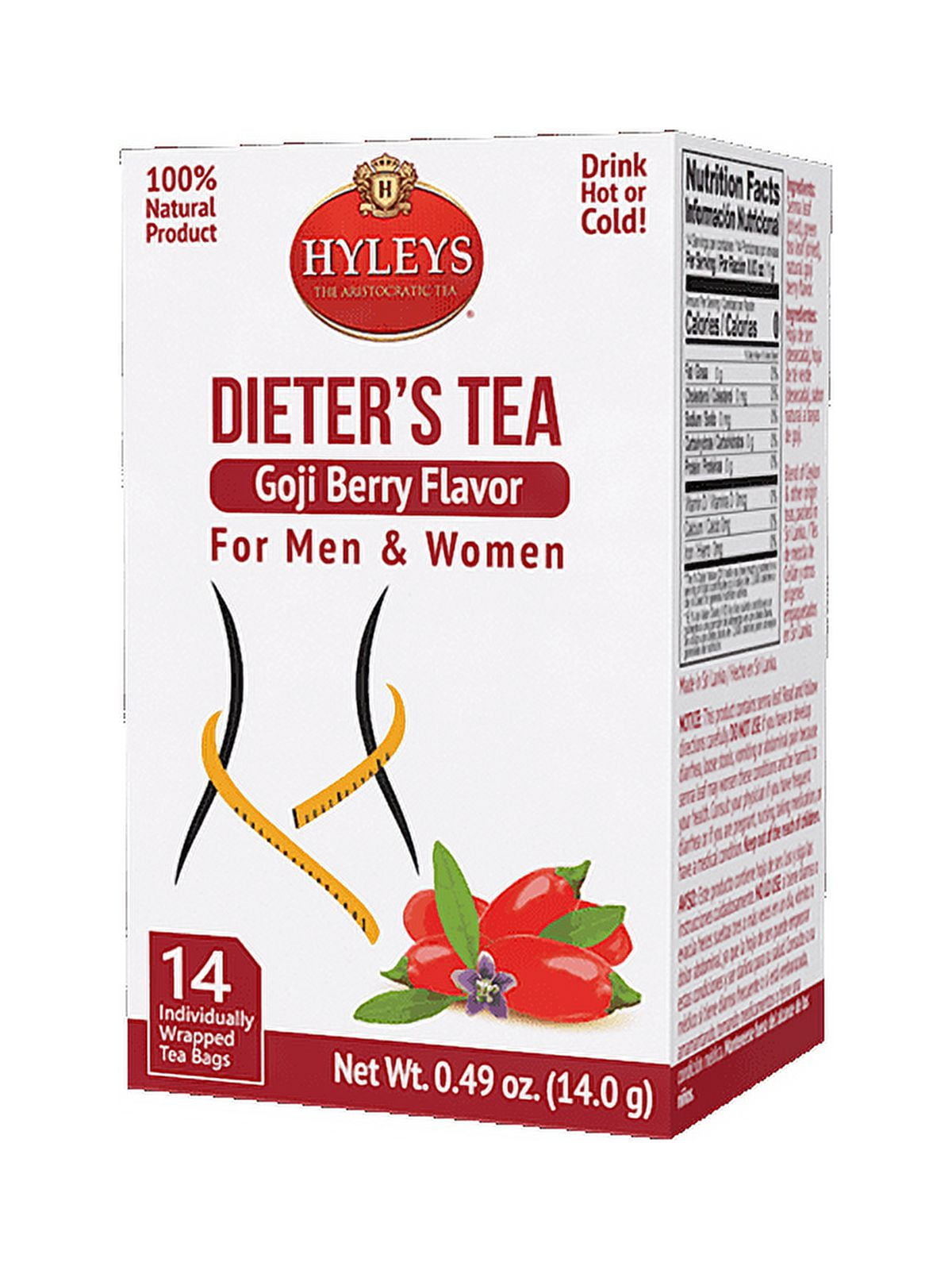 Hyleys Weight Loss Tea Green Tea with Senna Leaf Goji Berry Flavor