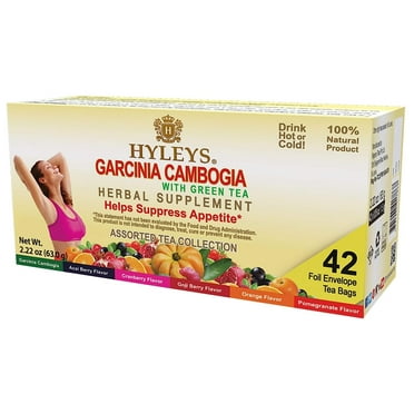 Hyleys Wellness Green Tea Garcinia Cambogia Infused Assorted Flavors - Weight Management Support - 42 Tea Bags