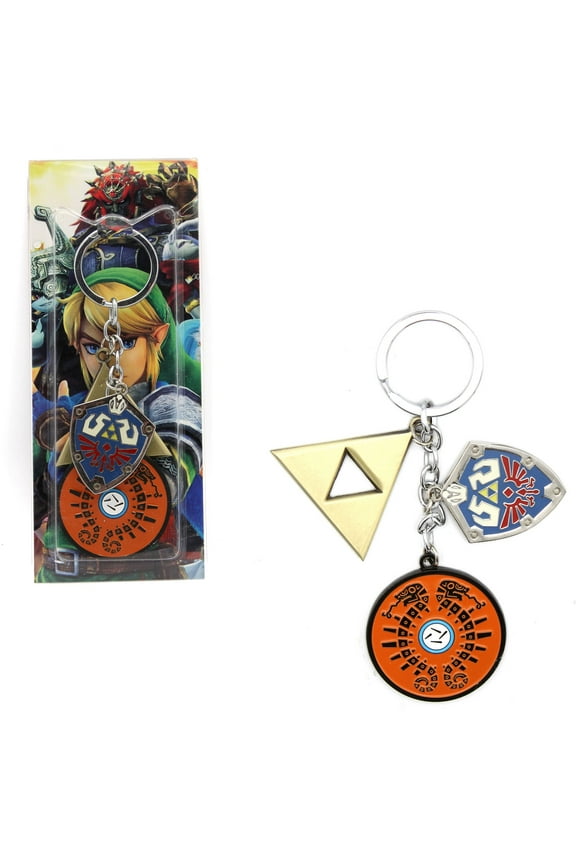 Hylian Traveler's Shield Triforce - The Legend of Zelda 2" Keychain 3 pc. Pendant