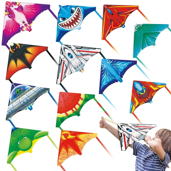 Hymaz 12 Pack Mini Catapult Kites for Kids, Flying Glider Plane Toys for 3-8+ Years Boys Girls Gifts- Finger Launcher Kites Bulk Great for Birthday Party Beach Outdoor Games Y101