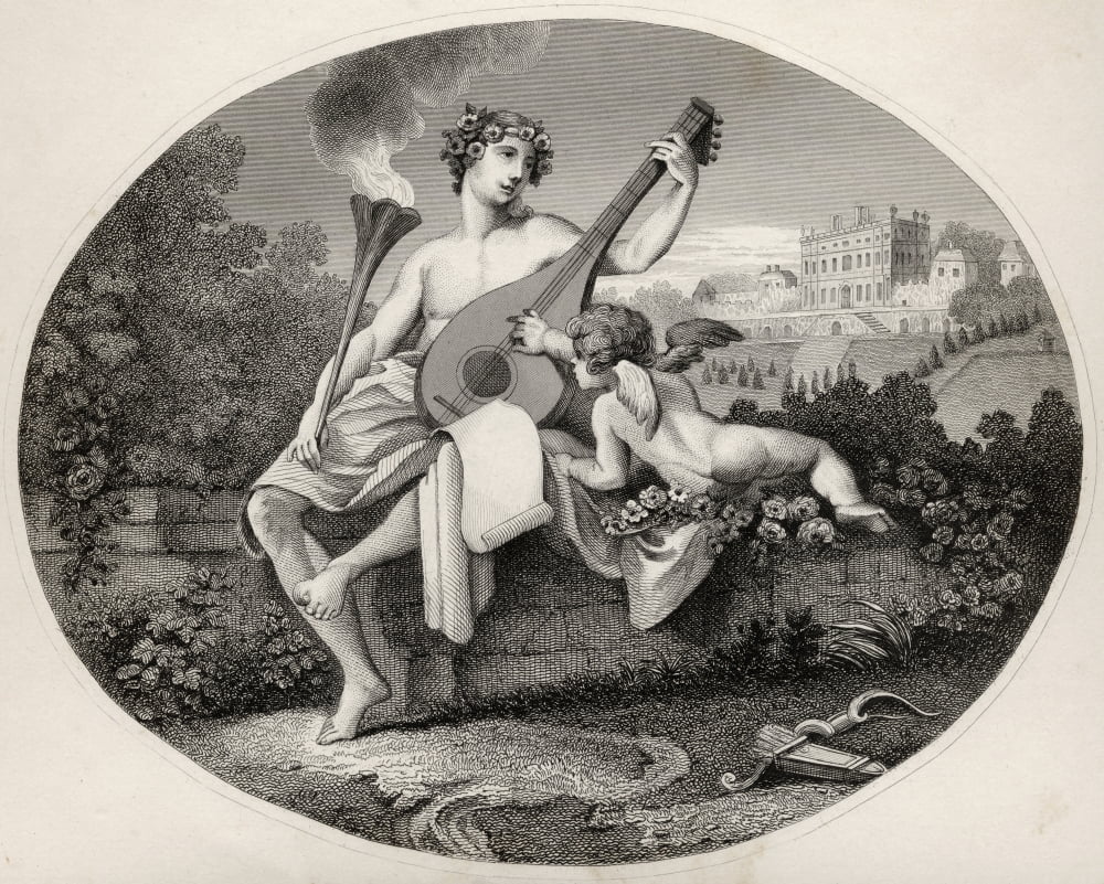 Hymen And Cupid From The Original Picture By Hogarth From The Works Of Hogarth Published London 1833 Canvas Art - Ken Welsh  Design Pics (15 x 12)