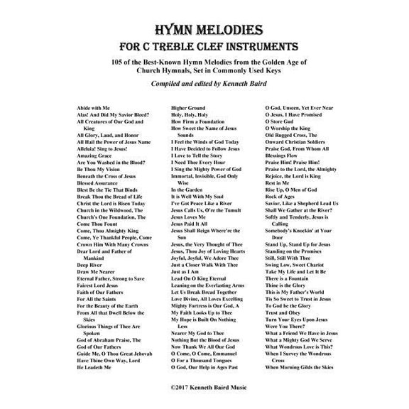 Hymn Melodies for C Treble Clef Instruments (Paperback) by Kenneth Baird