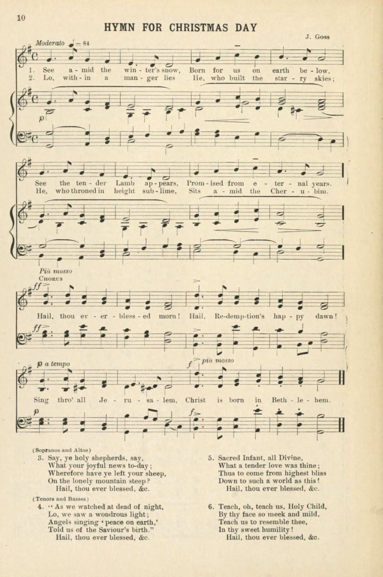 Hymn for Christmas Day Goss J Christmas Carols & Hymns 1910 Canvas Art - (24 x 36)