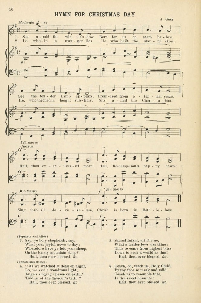 Hymn for Christmas Day J Goss Christmas Carols & Hymns 1910 Canvas Art - (24 x 36)