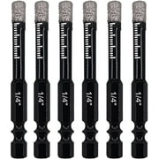 Hymnorq 1/4" Dry Diamond Drill Bits 6pc Pack for Tile Glass Ceramic Granite