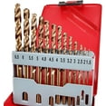 thumbnail image 1 of Hymnorq 13-Piece M35 Cobalt Twist Drill Bit Set – Fully Ground, 135° Split Point, Dual Twist Flute, Straight Shank, Bronze Finish with Red Metal Index Case, 1 of 9