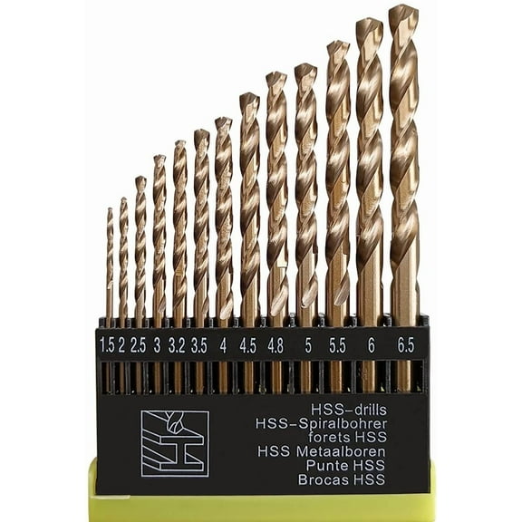 Hymnorq 13PC 1.5-6.5mm Metric Cobalt Steel Twist Drill Bits Set for Metal