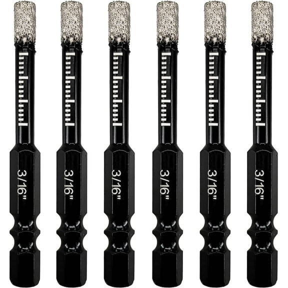 Hymnorq 3/16" Dry Diamond Drill Bits 6pc Pack for Tile Glass Ceramic Granite