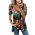 thumbnail image 1 of Hymorin Hollow Out Women Zipper V Neck Cold Soulder Short Sleeve Blouses, 1 of 2