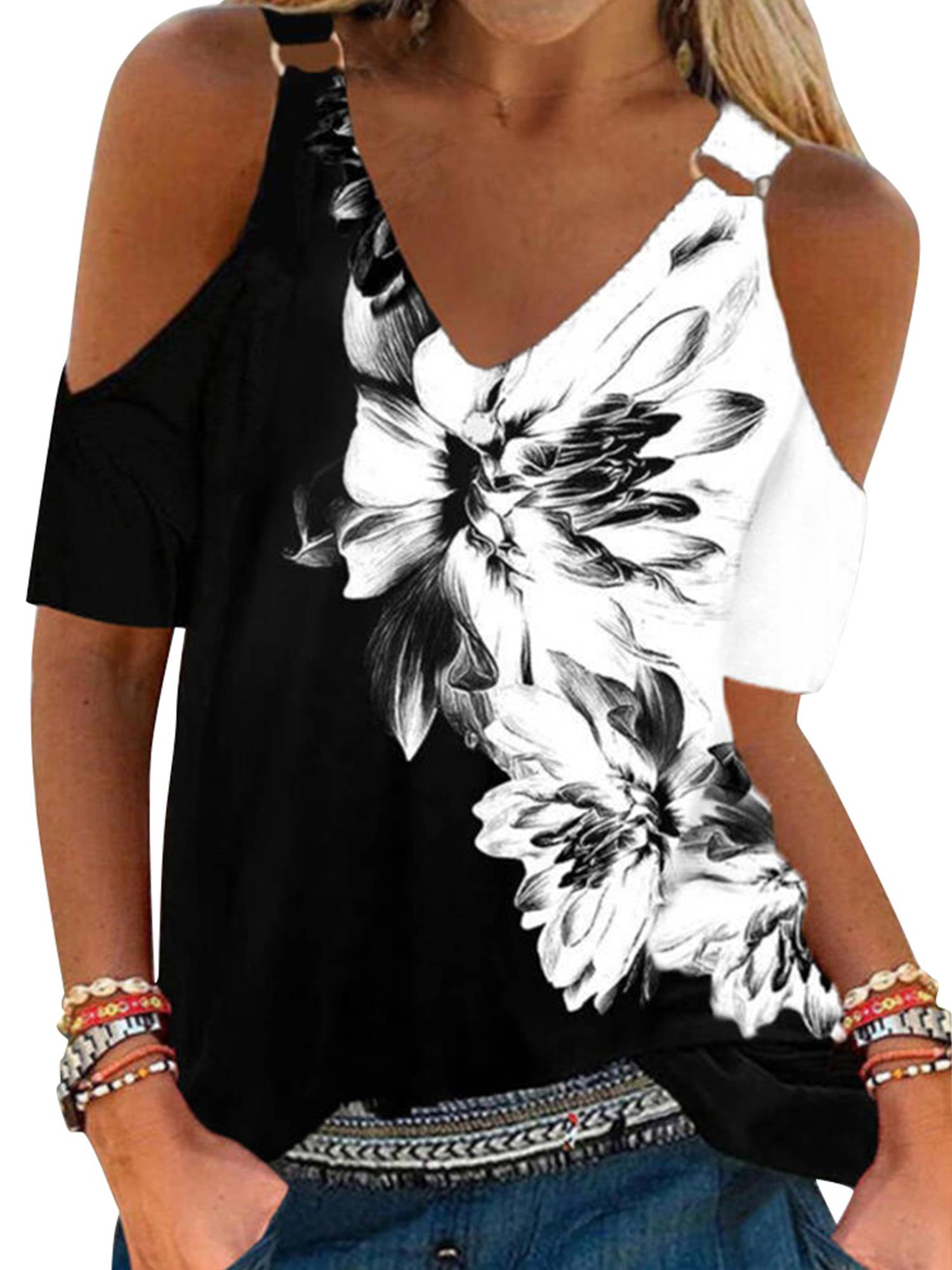 Women's tops with open shoulders sales