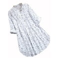thumbnail image 1 of Hymorin Plus Size Floral Print Women Buttons Down Round Neck Long Sleeve Tops, 1 of 3