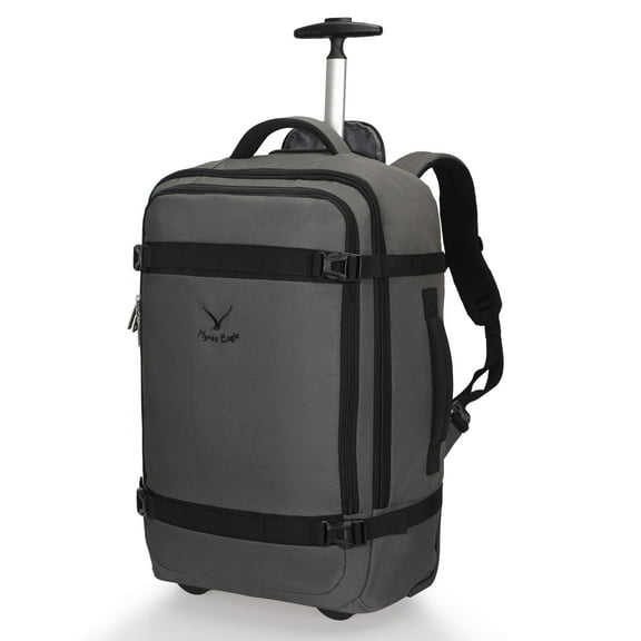 Hynes Eagle 22" Wheeled Softside Rolling Backpack Suitcase, Durable Carry-On Luggage, Grey