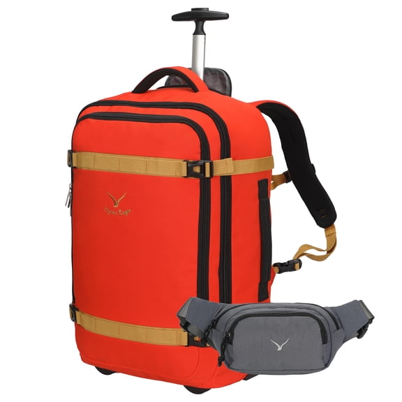 Hynes Eagle 22" Hybrid Carry-On Luggage with Multi-Way Fanny Pack, Orange Grey