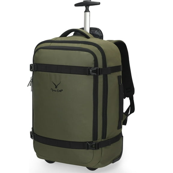 Hynes Eagle 22" Hybrid Softside Wheeled Carry-On Luggage Backpack, Army Green