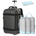 thumbnail image 1 of Hynes Eagle 22-inch Rolling Backpack Convertible Carry On Luggage with 4-Piece Packing Cubes, Grey & Blue, 1 of 10