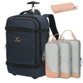 thumbnail image 1 of Hynes Eagle 22-inch Rolling Backpack Convertible Carry On Luggage with 4-Piece Packing Cubes, Navy Blue & Grey, 1 of 10