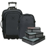 "Hynes Eagle 22"" Wheeled Rolling Backpack with Laptop Compartment, 20L Daypack & Packing Cubes, Gray"