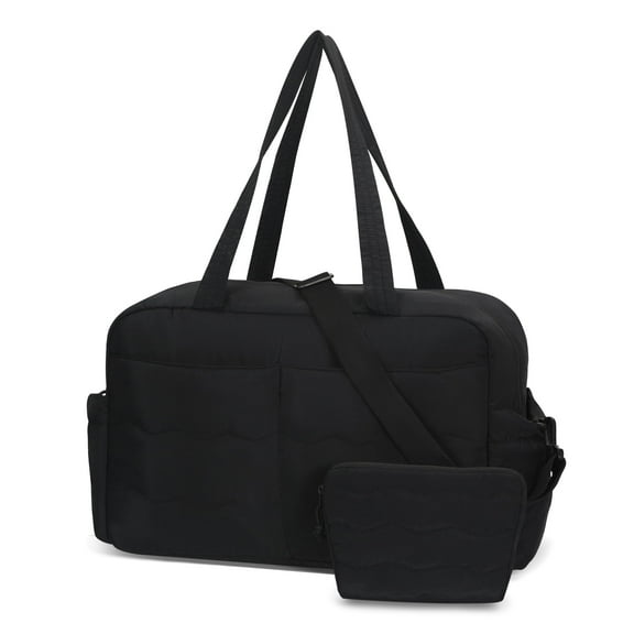 Hynes Eagle Unisex 30L Puffer Tote Bag, Lightweight Duffel Weekender with Laptop Sleeve, Water-Resistant Gym Bag, Black