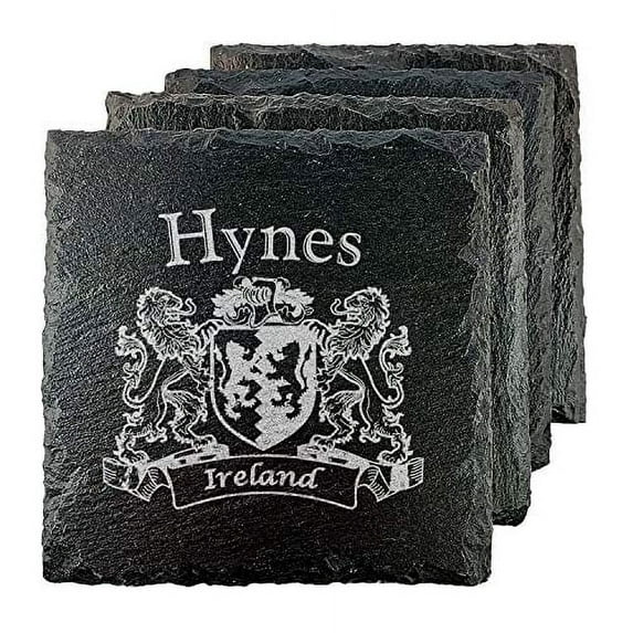 Hynes Irish Coat of Arms Slate Coasters - Set of 4