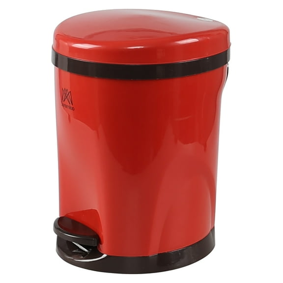 Hynomiky 1-Pack 1.8 Gallon Round Plastic Step Trash Can, Garbage Can with Step Pedal, Red