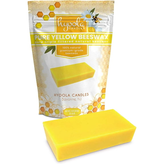 Hyoola, 1 Pound Natural - Candle Making, Cosmetic Grade Bees Wax Block - Yellow Triple Filtered