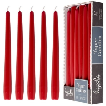 Hyoola 10" Cherry Red Dripless European Made Taper Candles, Unscented Paraffin Wax with Cotton Wicks, 12-Pack