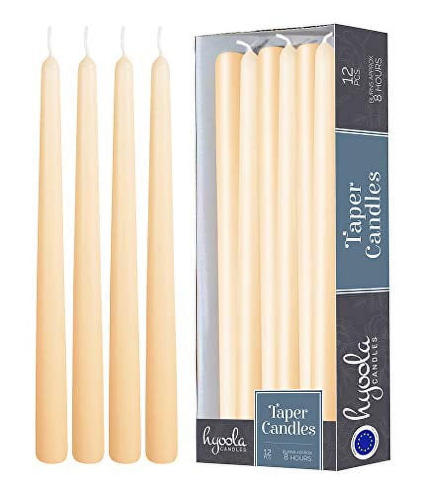 Hyoola, 10" Cream Taper Candles Dripless Tapers (12 Pack)