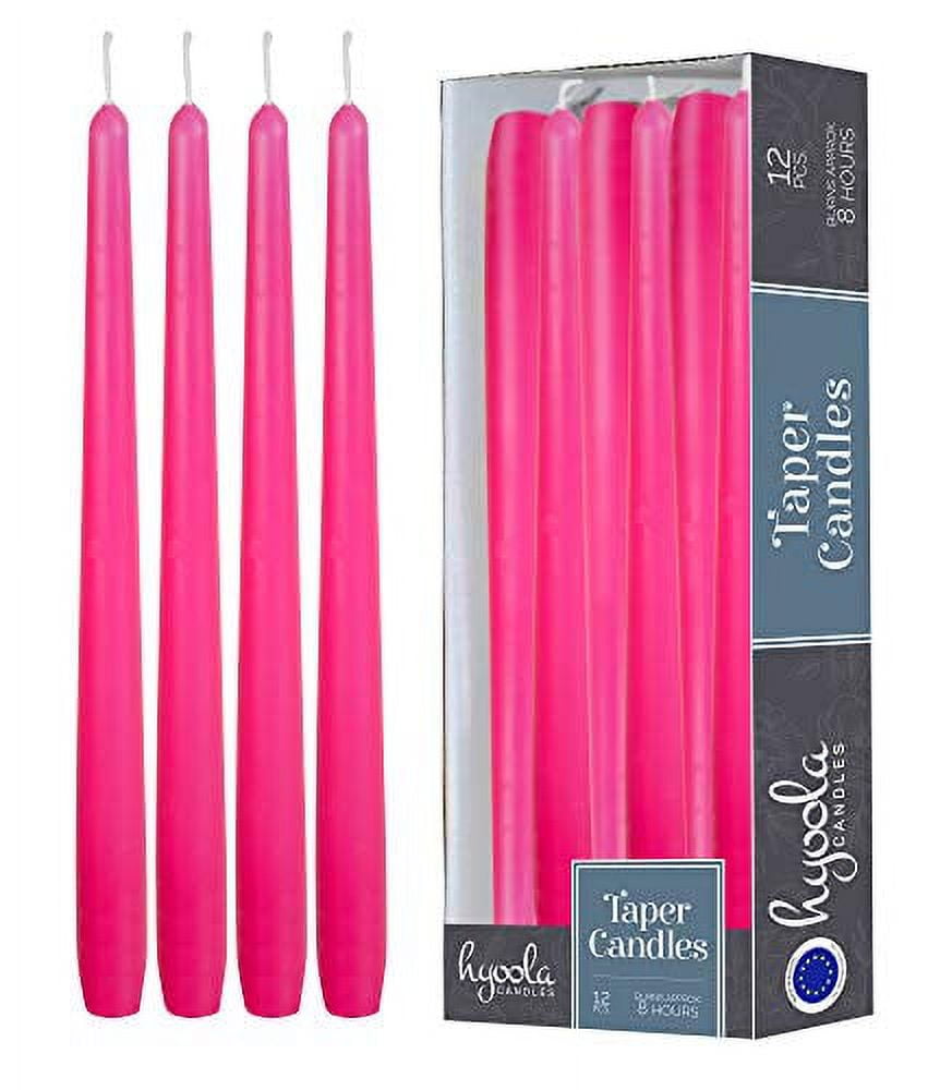 Hyoola, 10" Fuchisa Pink Taper Candles Dripless Tapers (12 Pack