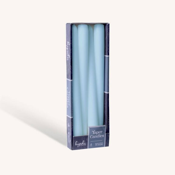 Hyoola 10" Ice Blue Dripless European Made Taper Candles, Unscented Paraffin Wax with Cotton Wicks, 4-Pack