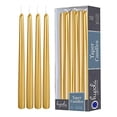 thumbnail image 1 of Hyoola 10" Metallic Gold Dripless European Made Taper Candles, Unscented Paraffin Wax with Cotton Wicks, 12-Pack, 1 of 5