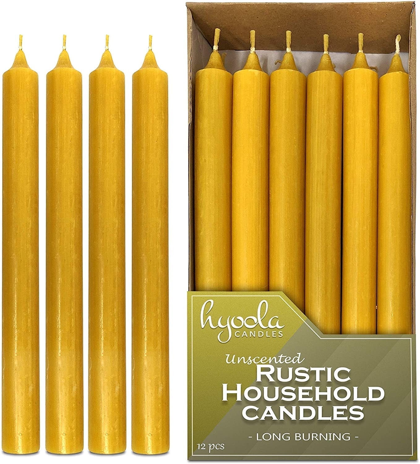 Hyoola Tall Taper Candles - 10 Inch - Etallic Titan - Dripless - 12