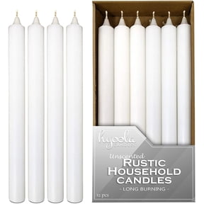 Hyoola 10" Rustic White Dripless Dinner Candles Unscented Paraffin Wax with Cotton Wicks, 12-Pack