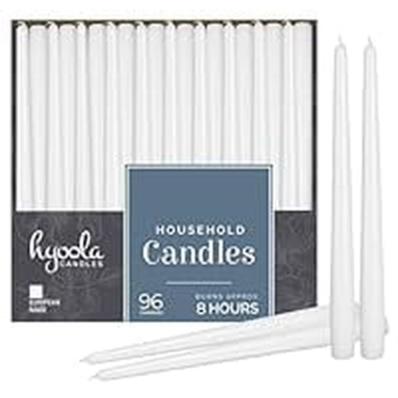 Hyoola Bulk 10" Sahara Brown Dripless European Made Taper Candles, Unscented Paraffin Wax with Cotton Wicks, 96-Pack