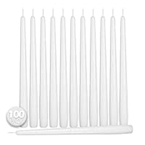 Hyoola Bulk 12" Burgundy Red Dripless European Made Taper Candles, Unscented Paraffin Wax with Cotton Wicks, 96-Pack