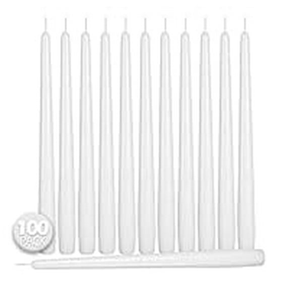 Hyoola Bulk 12" Dark Gray Dripless European Made Taper Candles, Unscented Paraffin Wax with Cotton Wicks, 96-Pack