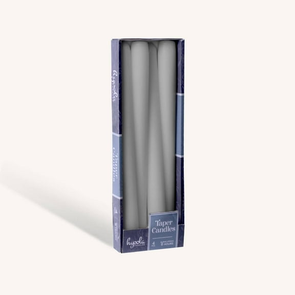 Hyoola 12" Dark Grey Dripless European Made Taper Candles, Unscented Paraffin Wax with Cotton Wicks, 4-Pack
