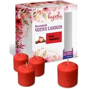 Hyoola, 12 Hour Clear Cup - Apple Cinnamon Scented Votive Candles - Red Color (9 Pack)