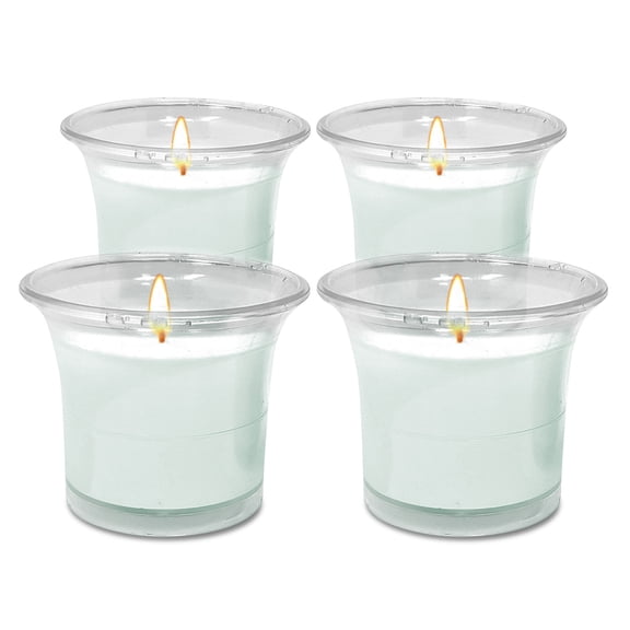 Hyoola, 12 Hour Clear Cup - Lily - Scented Votive Candles - Mint Green (4 Pack)