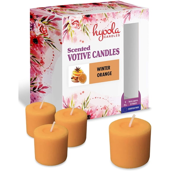 Hyoola, 12 Hour Winter Orange Scented Votive Candles - Orange Color (9 Pack)