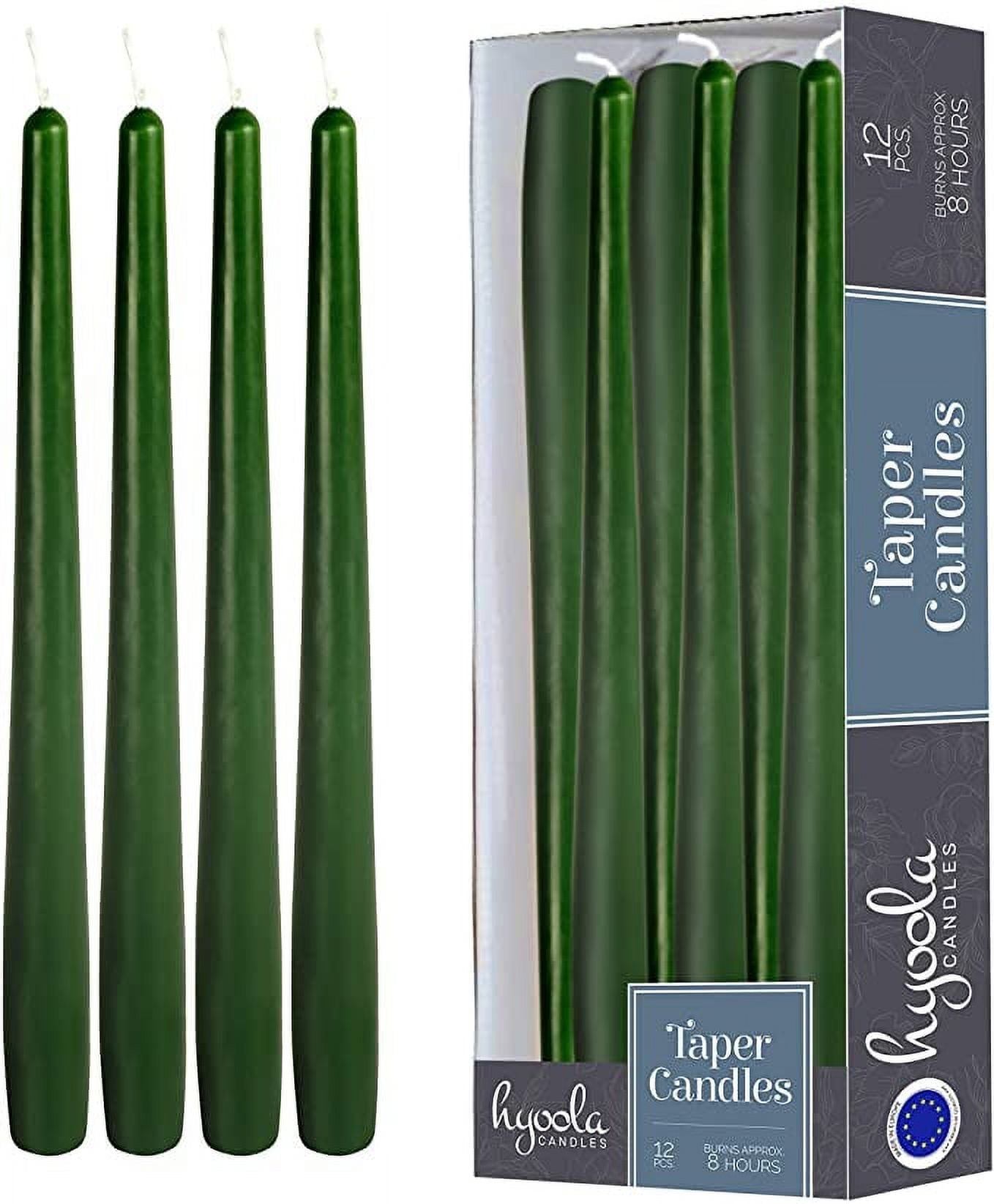 Hyoola 12Pack Dripless Taper Candles, Hunter Green, Unscented