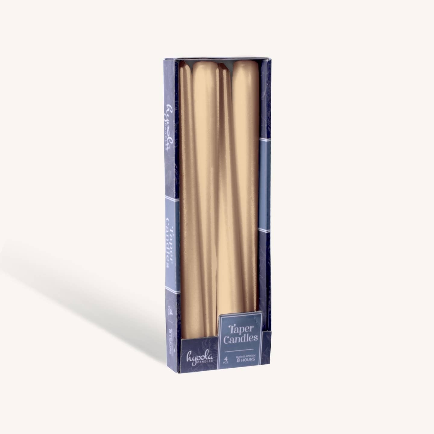 Hyoola 12" Metallic Antique Gold Dripless European Made Taper Candles, Unscented Paraffin Wax with Cotton Wicks, 4-Pack