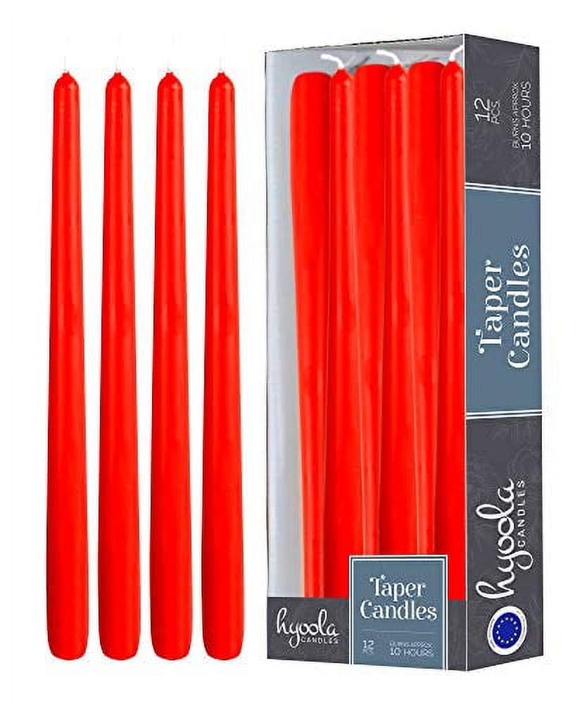 Hyoola 12" Red Dripless Taper Candles Unscented Paraffin Wax with