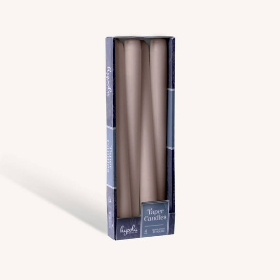 Hyoola 12" Taupe Brown Dripless European Made Taper Candles, Unscented Paraffin Wax with Cotton Wicks, 4-Pack