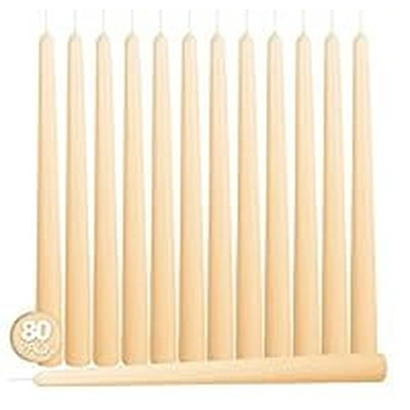Hyoola Bulk 14" Cream Dripless European Made Taper Candles, Unscented Paraffin Wax with Cotton Wicks, 96 Pack