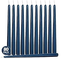 Hyoola Bulk 14" Midnight Blue Dripless European Made Taper Candles, Unscented Paraffin Wax with Cotton Wicks, 96 Pack