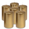 thumbnail image 1 of Hyoola 2.4 x 4 inch Metallic Antique Gold Unscented European Made Pillar Candles, Paraffin Wax with Cotton Wicks, 6-Pack, 1 of 9