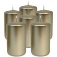 thumbnail image 1 of Hyoola 2.4 x 4 inch Metallic Cream Gold Unscented European Made Pillar Candles, Paraffin Wax with Cotton Wicks, 6-Pack, 1 of 9