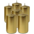 thumbnail image 1 of Hyoola 2.4 x 4 inch Metallic Gold Unscented European Made Pillar Candles, Paraffin Wax with Cotton Wicks, 6-Pack, 1 of 9