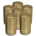 thumbnail image 1 of Hyoola, 2.75 x 5 Unscented Antique Gold Brushed Metallic Rustic Pillar Candles, Paraffin Wax with Cotton Wicks, 6-Pack, 1 of 8